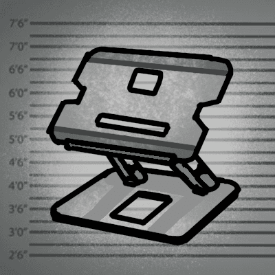 A laptop stand is a device that holds a laptop in a raised position, allowing the user to view the screen at eye level. This can help reduce neck strain and improve posture.